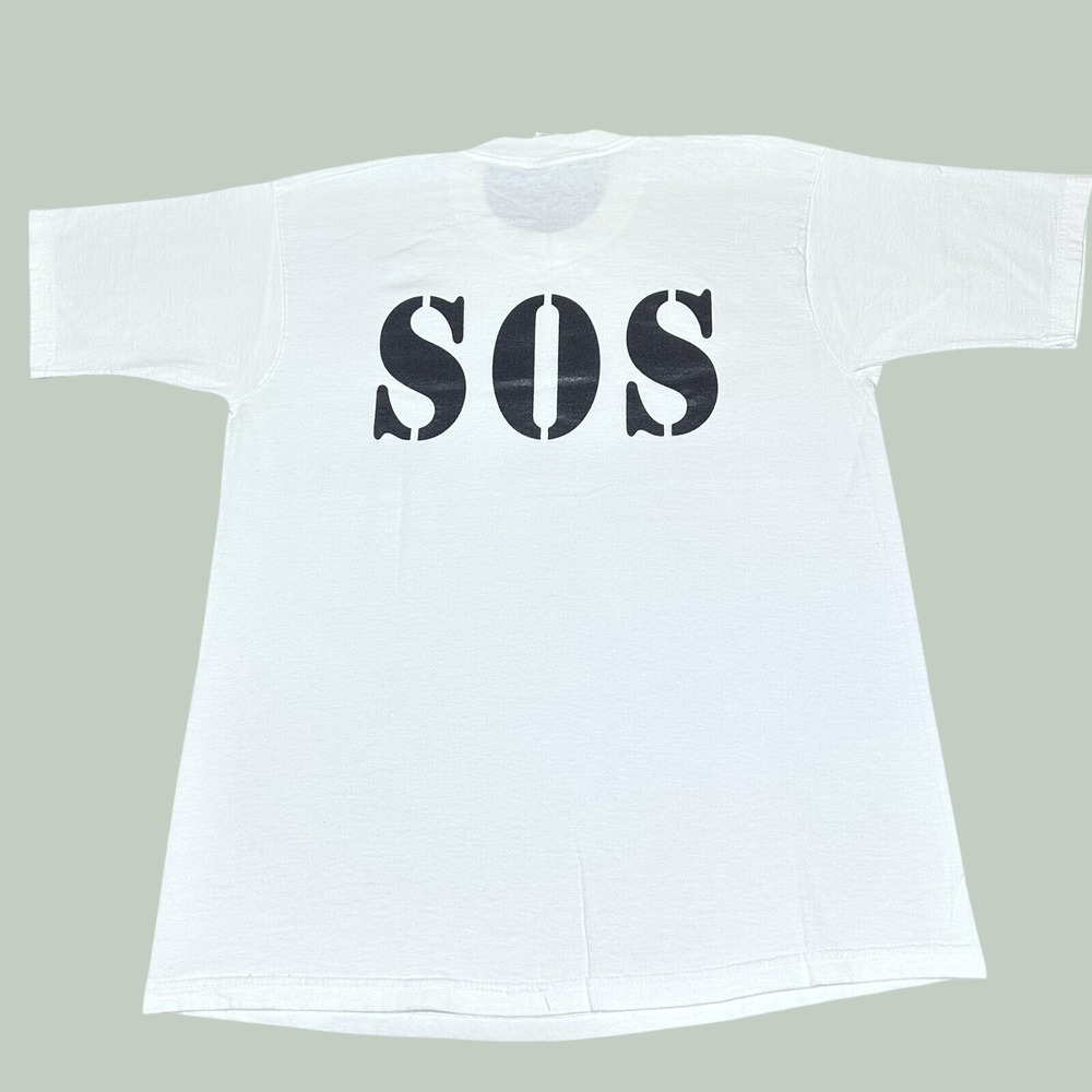 Vintage 1990s SOS Back Print Sailor Signal Danger Morse Code T-Shirt Size Large
